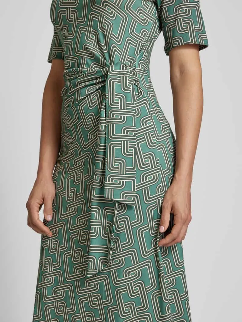 Milano Italy Midi-jurk met knoopdetail donkergroen, foto 4
