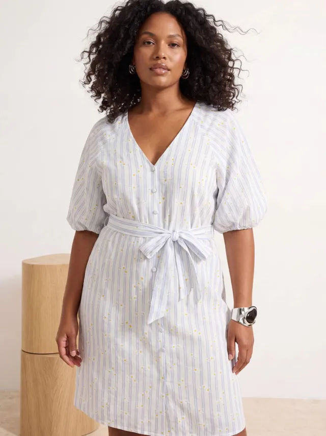 Trendyol Curve Dames Meerkleurig Bloemen Kort / Mini Kort Recht Grote maten Jurk Veelkleurig