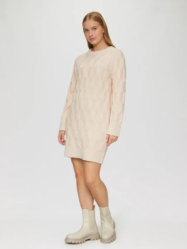 S.Oliver female - Jurk met gebreid patroon beige