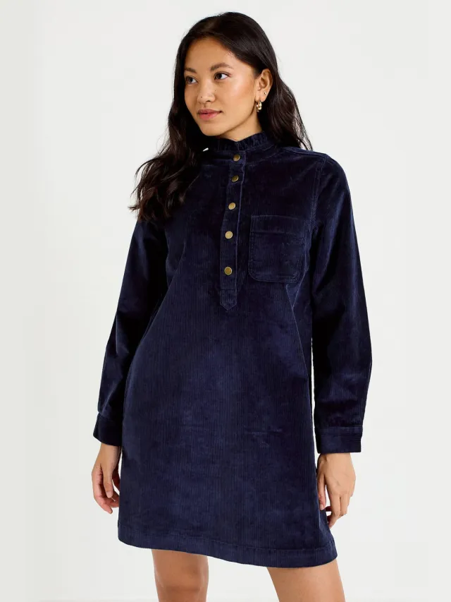 Cache Cache corduroy mini jurk met ruches - marine