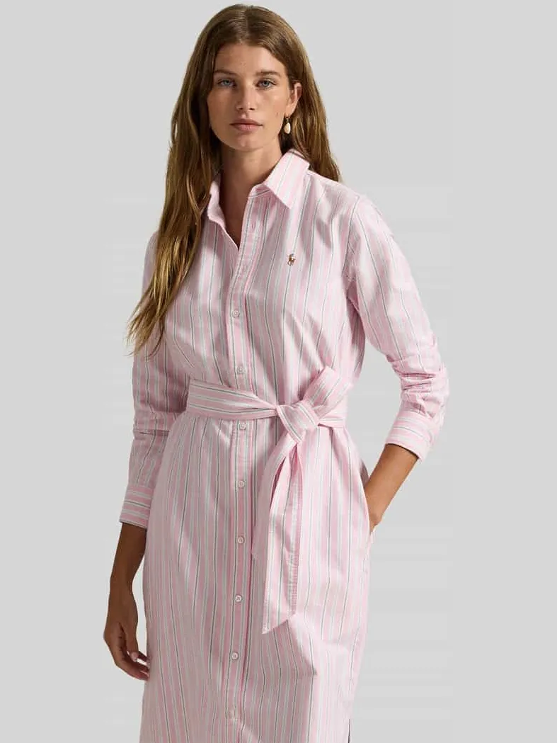 Polo Ralph Lauren Oxford-overhemdjurk met riem roze, foto 2