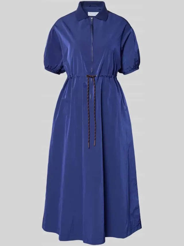 Rich & Royal midi-jurk met korte ritssluiting en trekkoord bij de taille marineblauw, foto 2