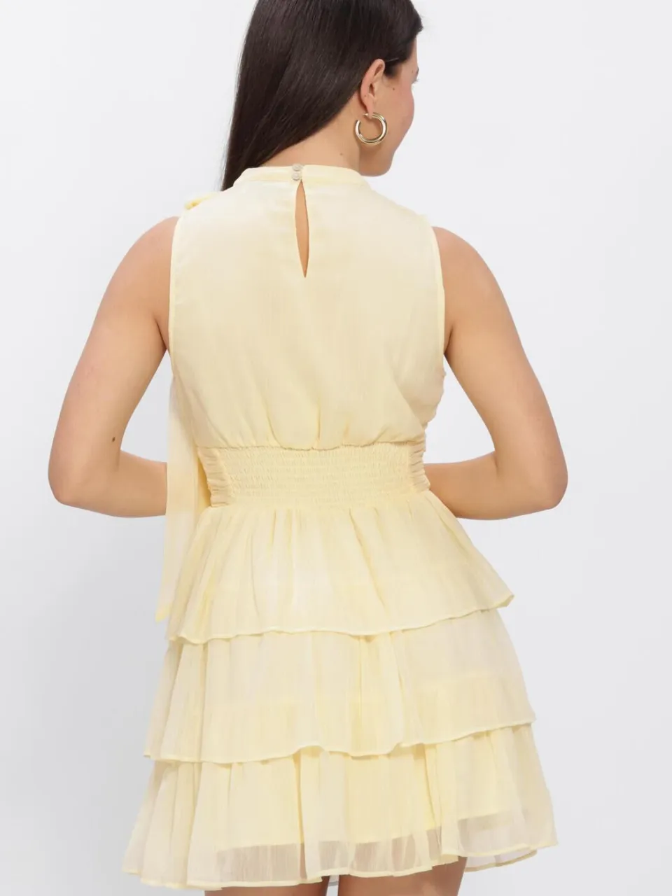 Neo Noir Dames Jurken May Solid Chiffon Dress - Butter Yellow, foto 3