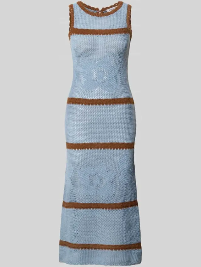 Jake*s Casual Tricotjurk met ronde hals en contraststrepen bleu, foto 2