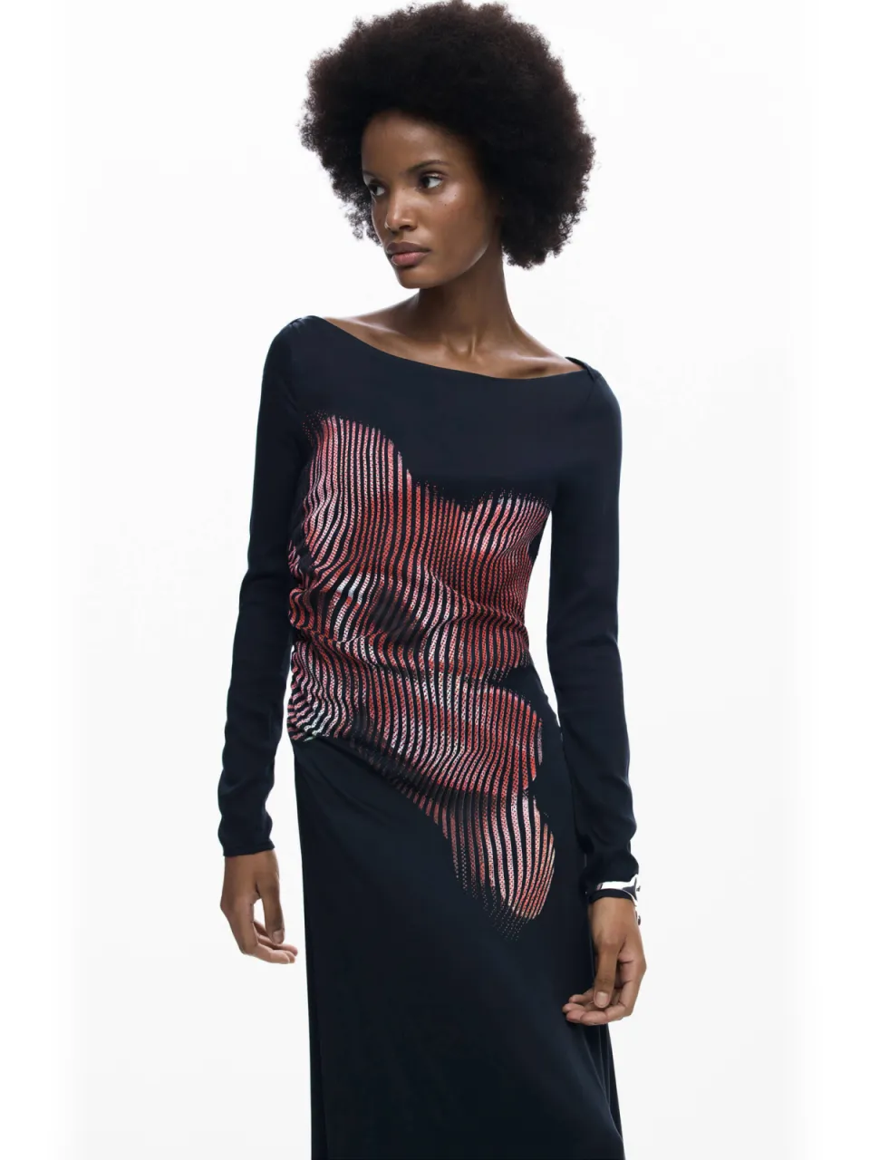 Desigual gebreide midi jurk zwart