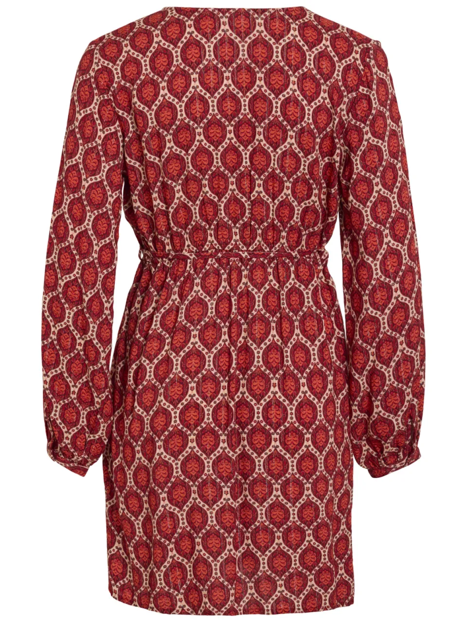 Vila viscose mini jurk met ceintuur en print - roodbruin, foto 2