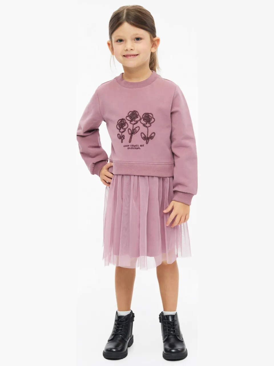 s.Oliver midi sweatjurk met glitters roze