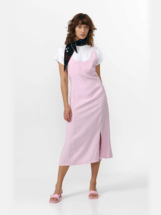 SUITE13LAB dames vegan Midi Jurk Saja Roze Lichtroze