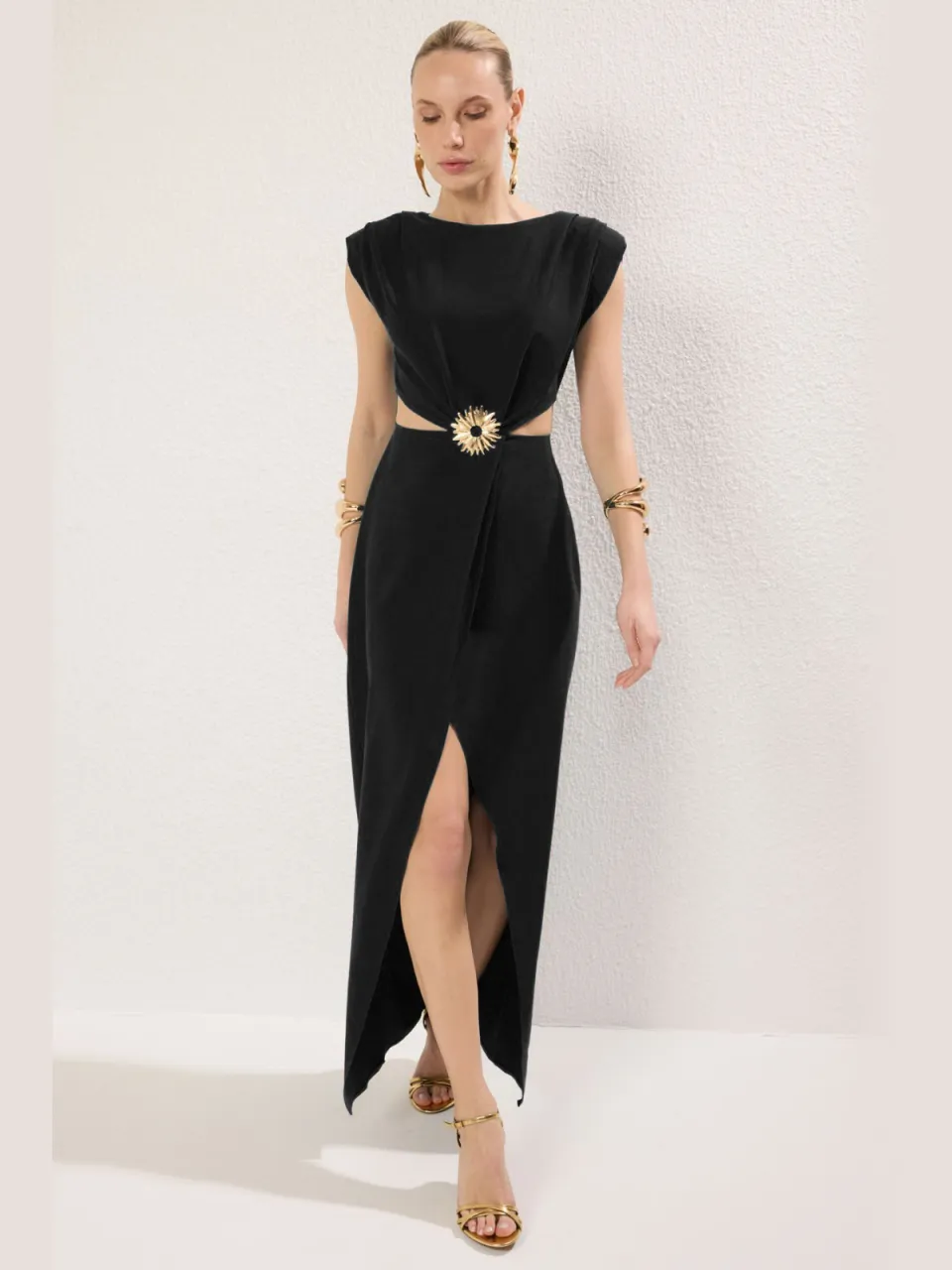 Trendyol TRENDYOLMİLLA Dames Zwart Effen Maxi Mouwloos Diploma-uitreiking / Gala Recht Avond & Gala Jurk
