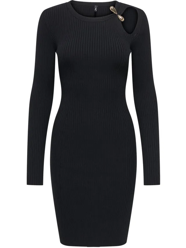Only Gebreide jurk ONLFLOU Lange jurk black 1