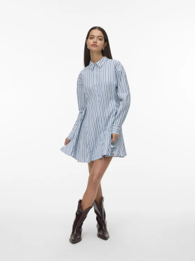 Vero Moda VMSIENA LS SHIRT BUTTON DRESS WVN EXP - Dames - Mini jurken Skyway
