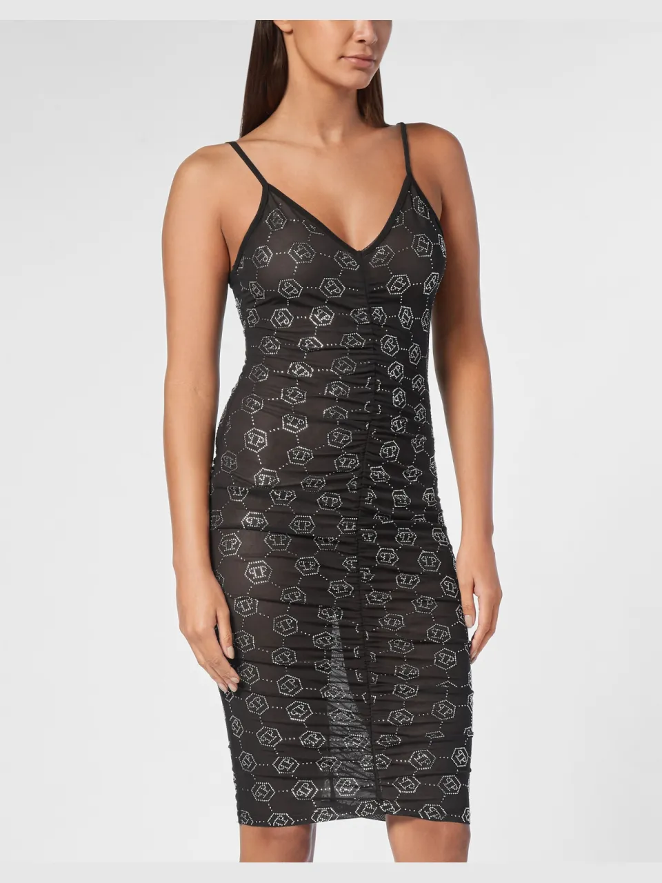 Philipp Plein Korte Jurk Monogram Zwart