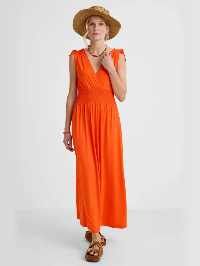 Geisha zomerjurk met rijgdetail - oranje