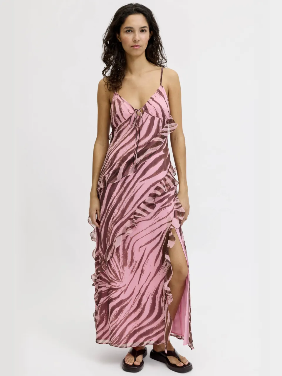 JJXX maxi jurk met zebraprint roze