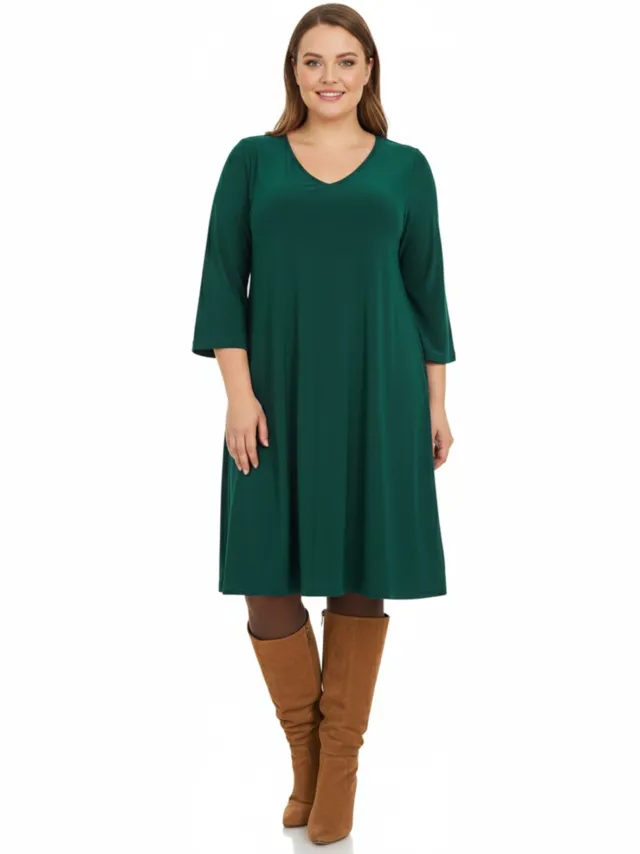 Yoek Jurk met V-hals | Dark Green
