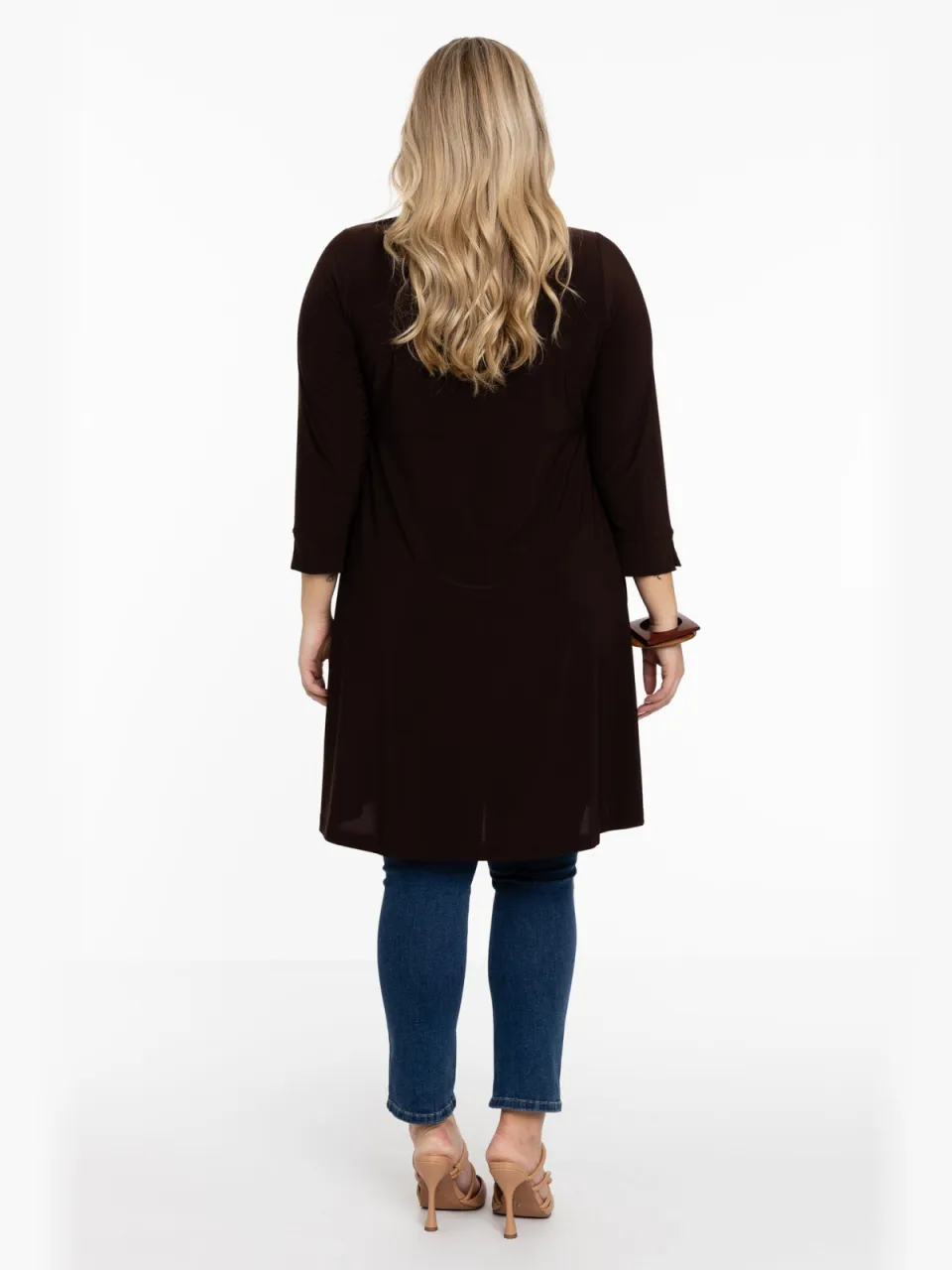 Yoek Blouse-jurk | Bruin, foto 3