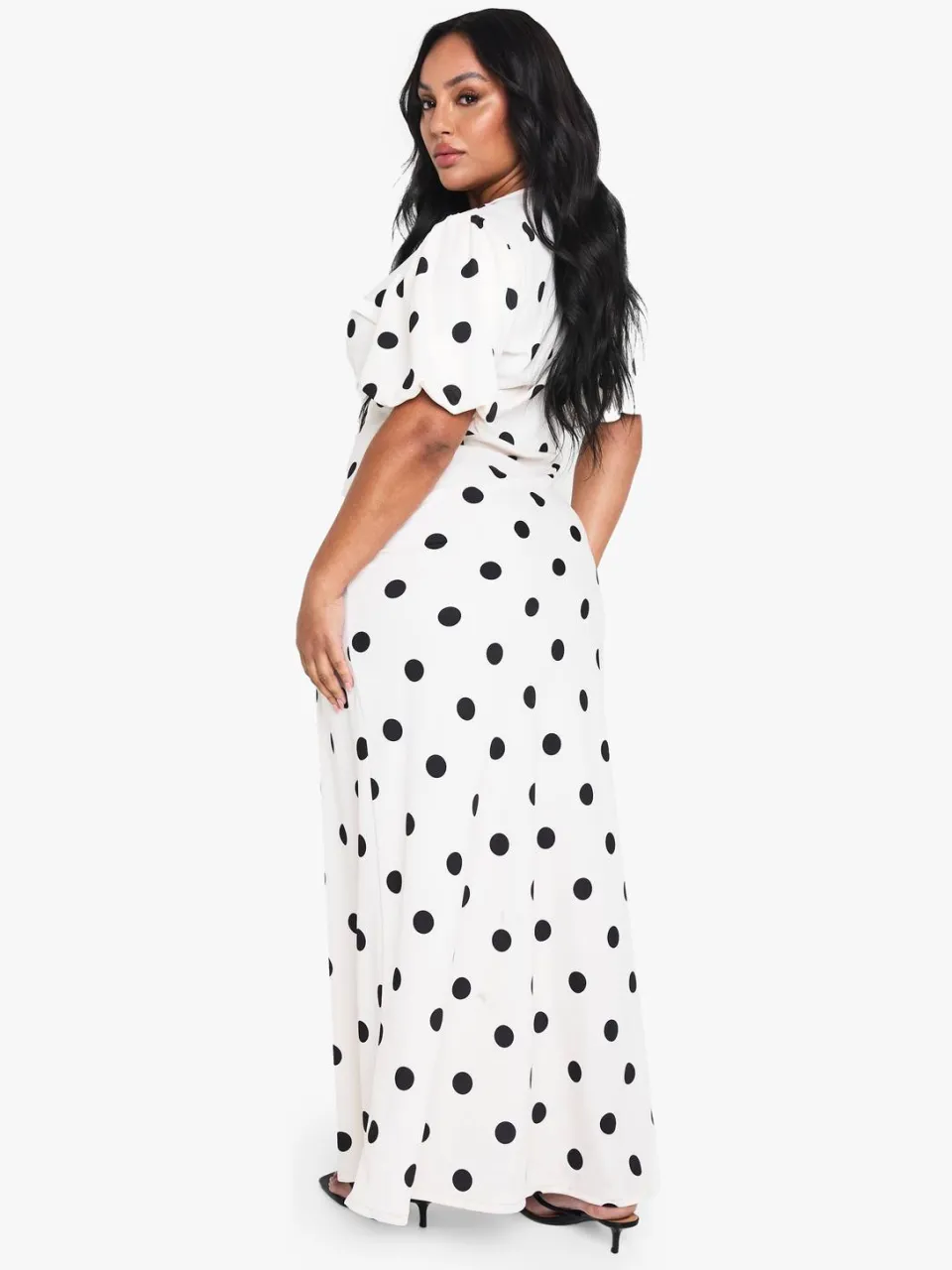 boohoo Dames PLUS POLKA DOT MAXI JURK ivoor, foto 2