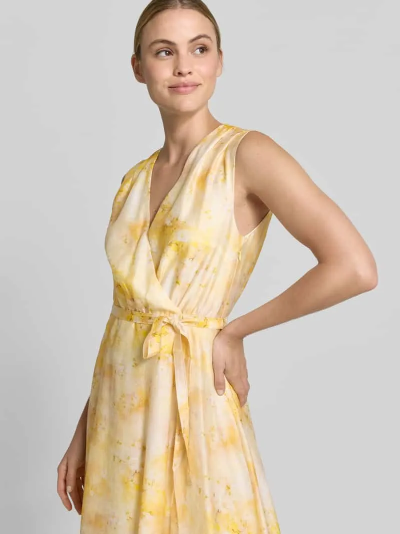 Jake*s Collection midi-jurk van lyocellmix in wikkellook geel, foto 3