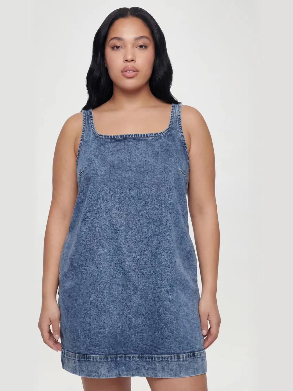 boohoo Dames Plus A-lijn Vierkante Hals Mini Jurk medium gebleekt, foto 2