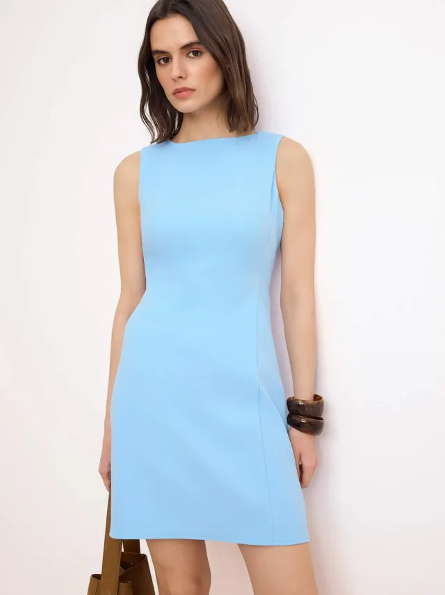 Trendyol TRENDYOLMİLLA Dames Blauw Effen Kort / Mini Mouwloos Avond / Dagelijks A-lijn Jurken