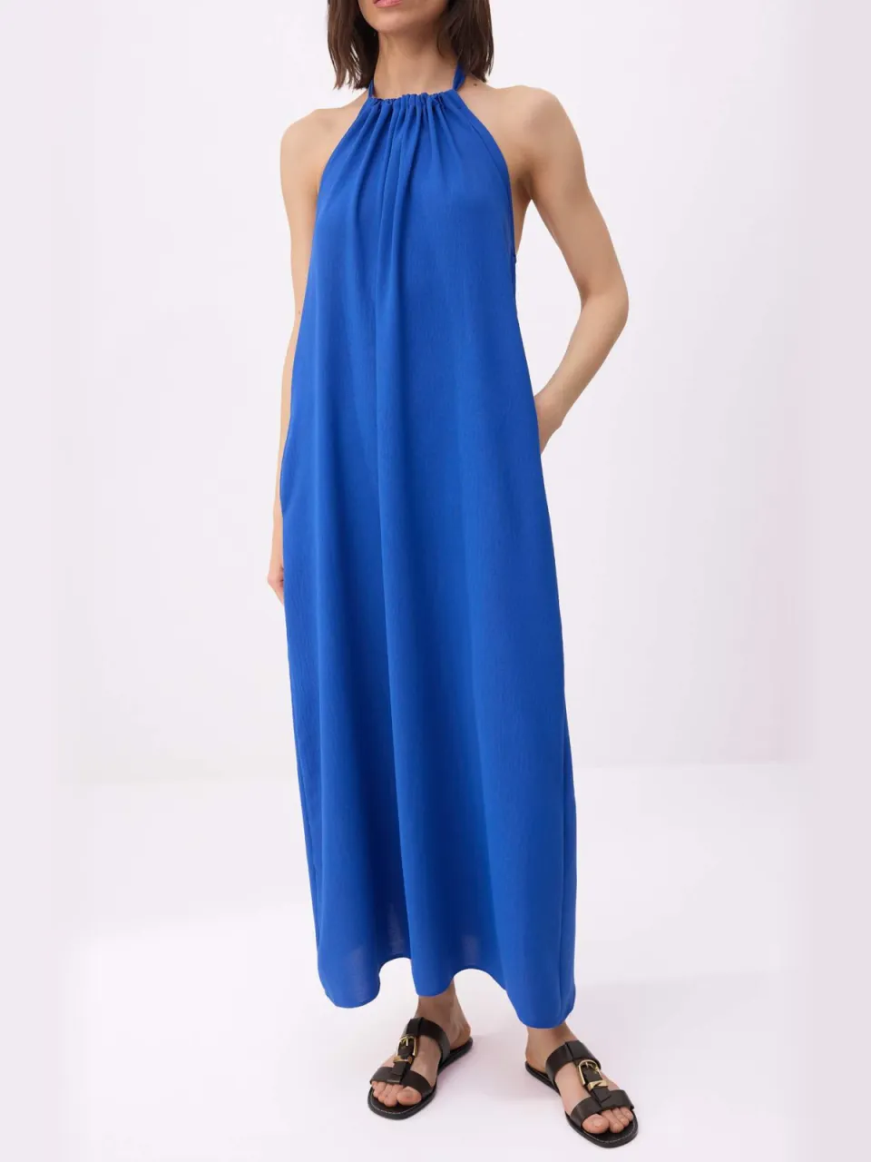 Trendyol TRENDYOLMİLLA Dames Blauw Effen Maxi Mouwloos Recht Jurken, foto 2