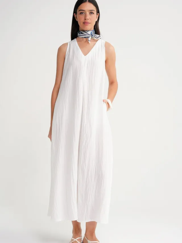 Mixray V-hals Maxi Jurk Wit