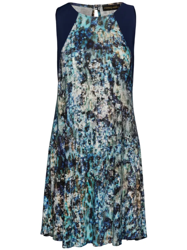 Conquista Marineblauwe jurk met opdruk, foto 2