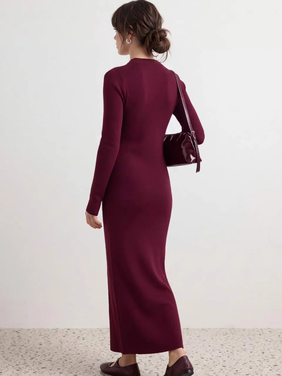 Trendyol Modest Dames Bordeaux Effen Maxi Lang Casual Recht Modest Jurken, foto 2