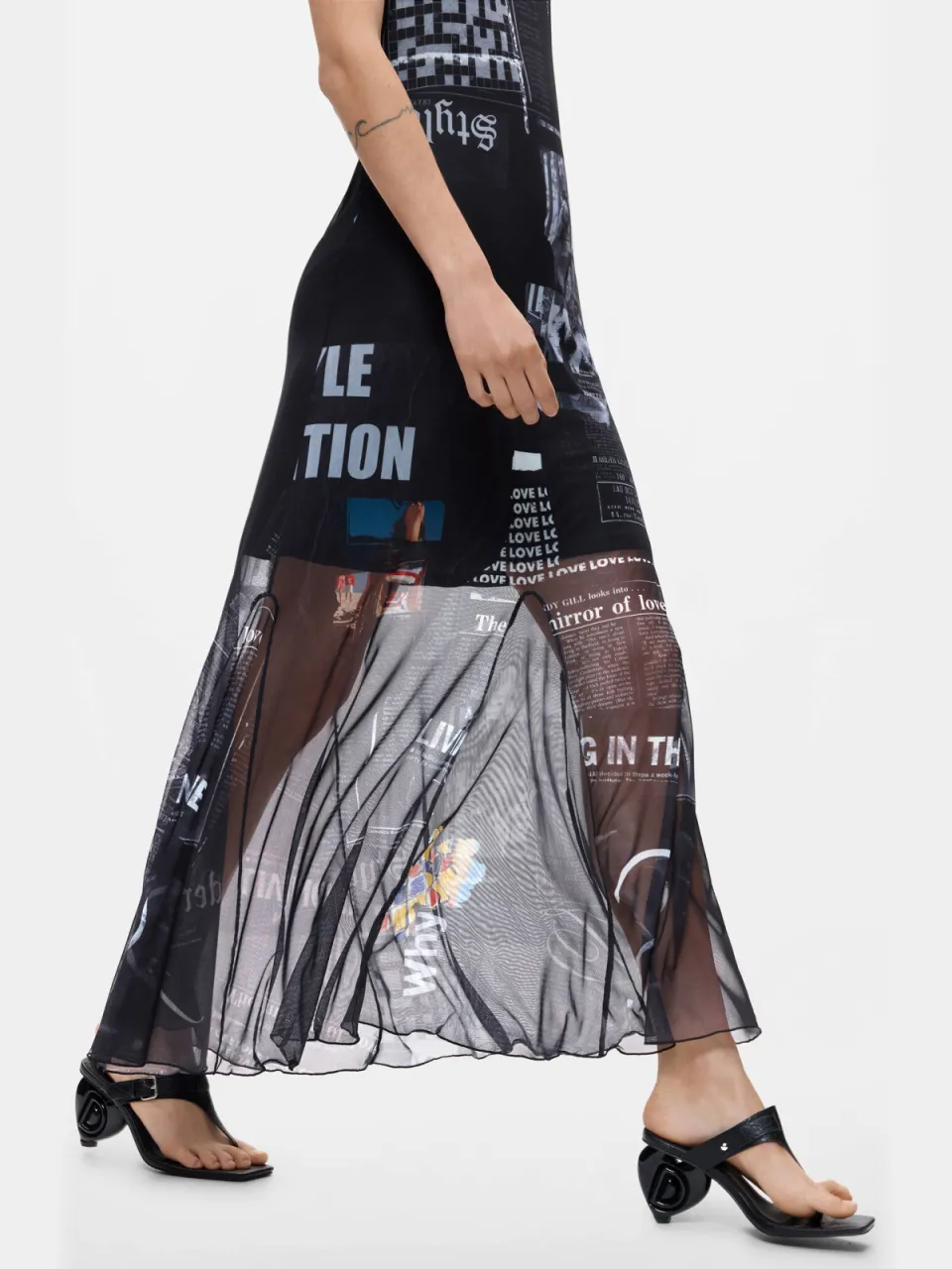 Desigual midi jurk met print - zwart, foto 4