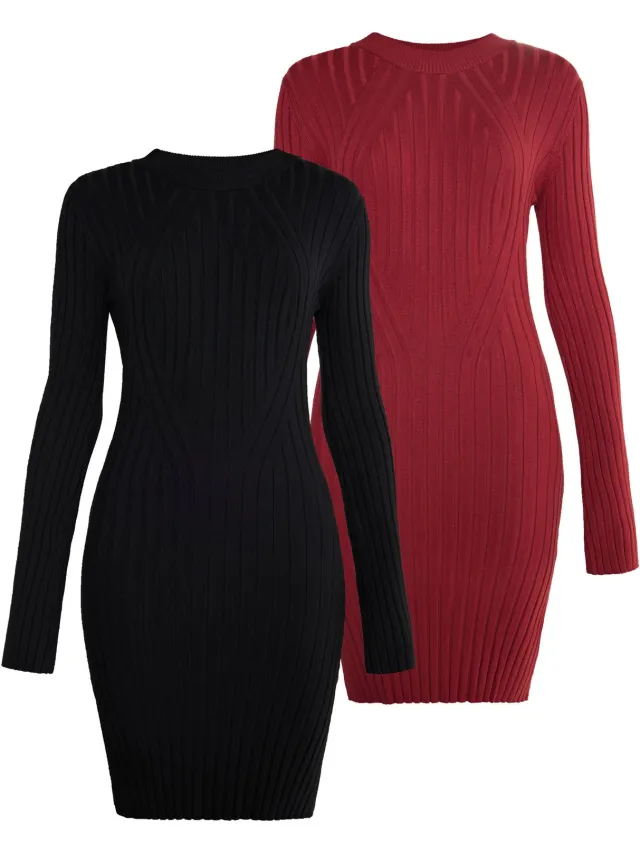 Mo Dress 2-Pack Black & Wine Red