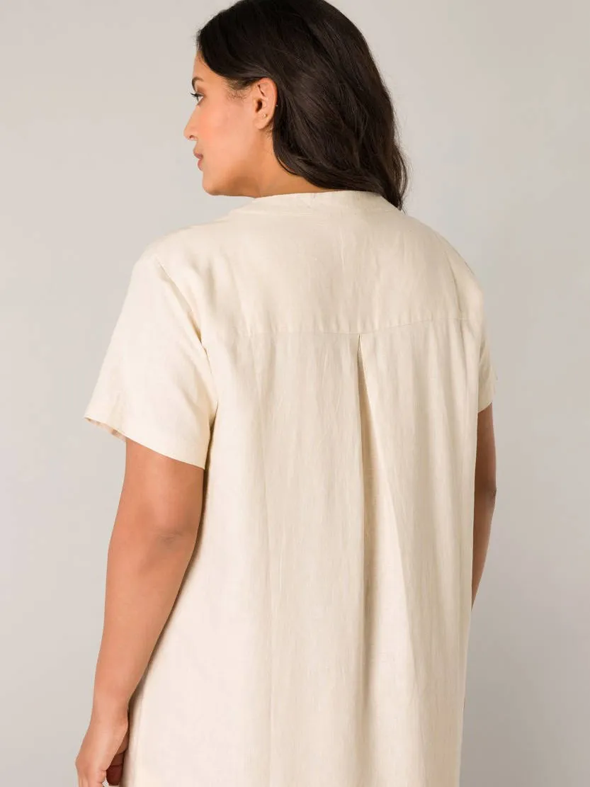 Base Level Curvy linnen jurk Yacinthe beige, foto 6
