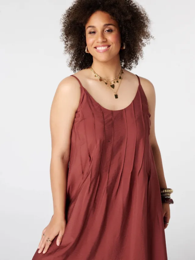 MS Mode viscose maxi jurk Plus Size - donkerrood, foto 4