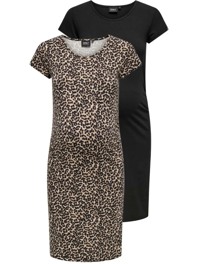 Only OLMLOVELY LIFE S/S DRESS 2-PCK NOOS - Dames - Mini jurken Black