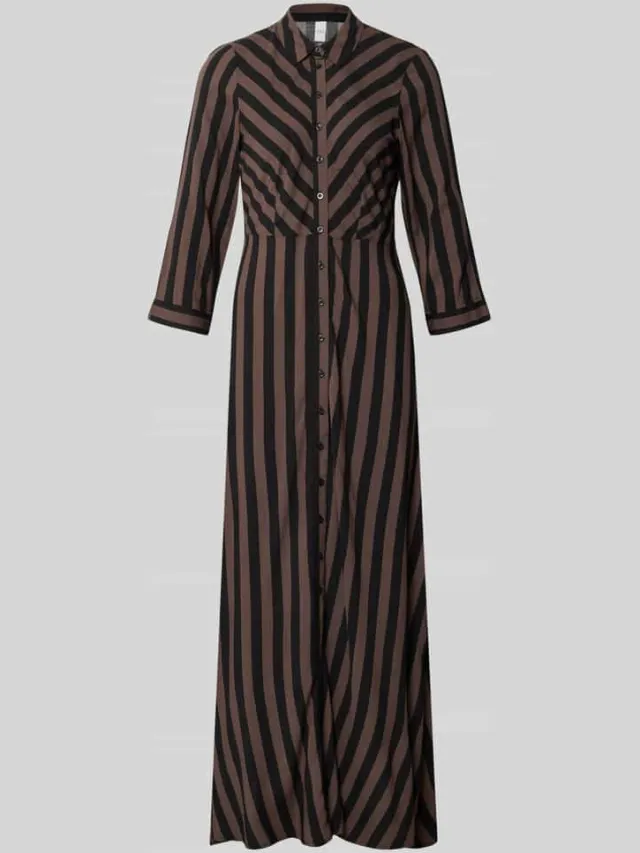 Yas Maxi-jurk van pure viscose model 'Savanna' donkerbruin, foto 2