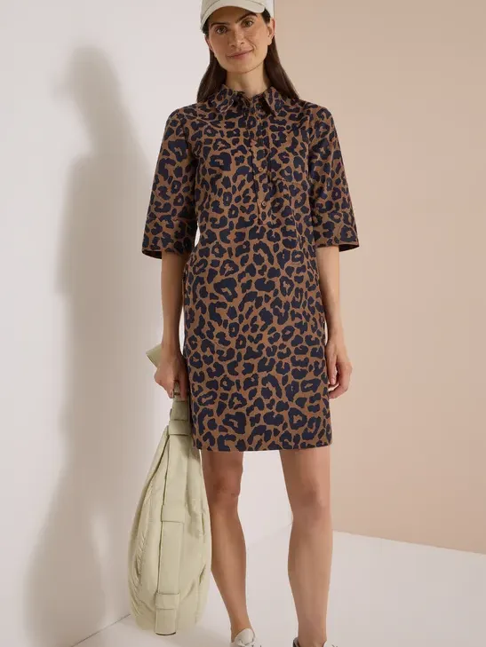 cecil Knie-lange corduroyjurk met luipaardprint Bruin