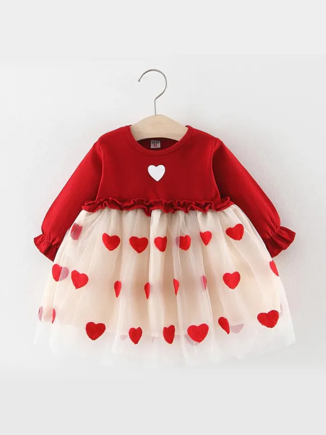 Baby Garden kerst jurkje hartjes - rood