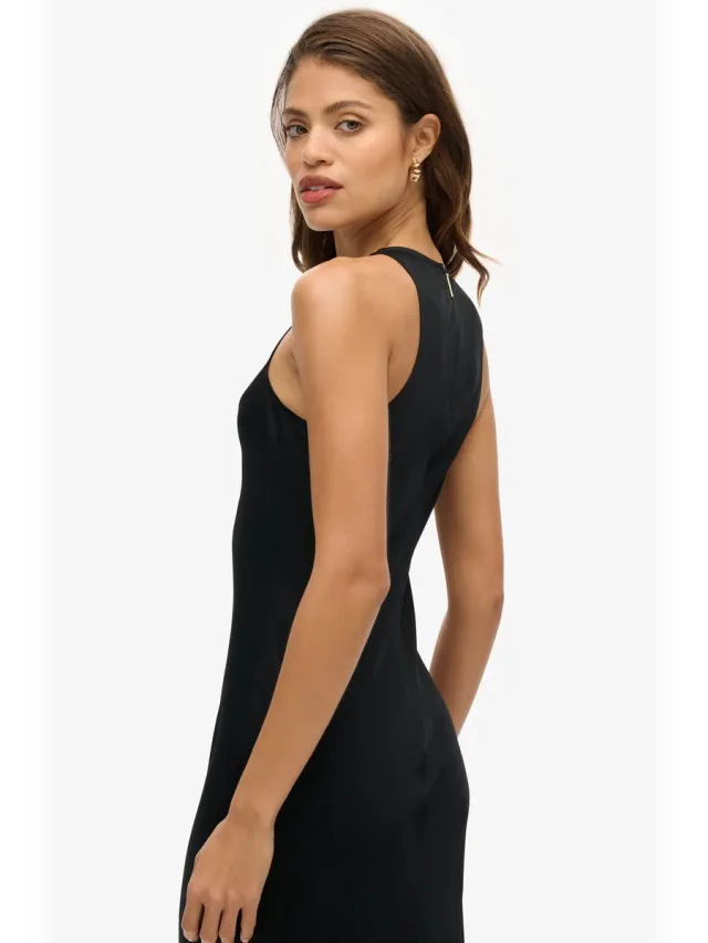 Superdry Satijnen Racer midi-jurk - Dames - Jurken black