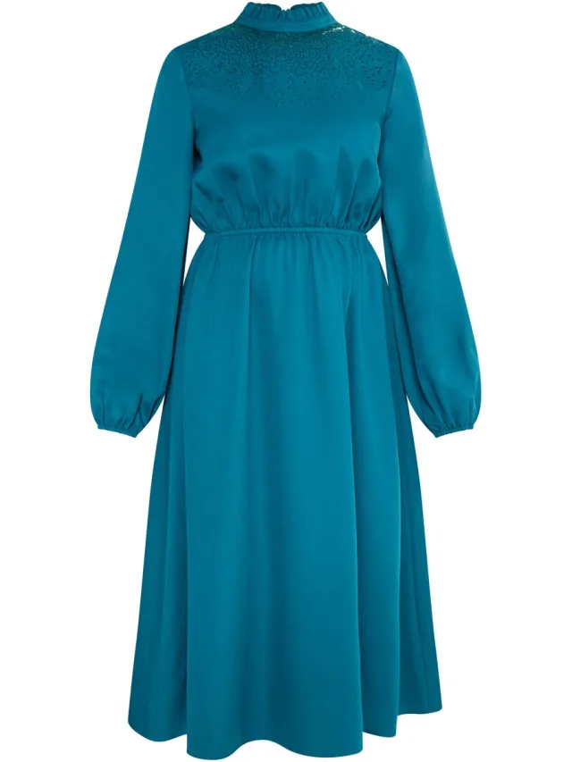Usha midi-jurk blauw/groen