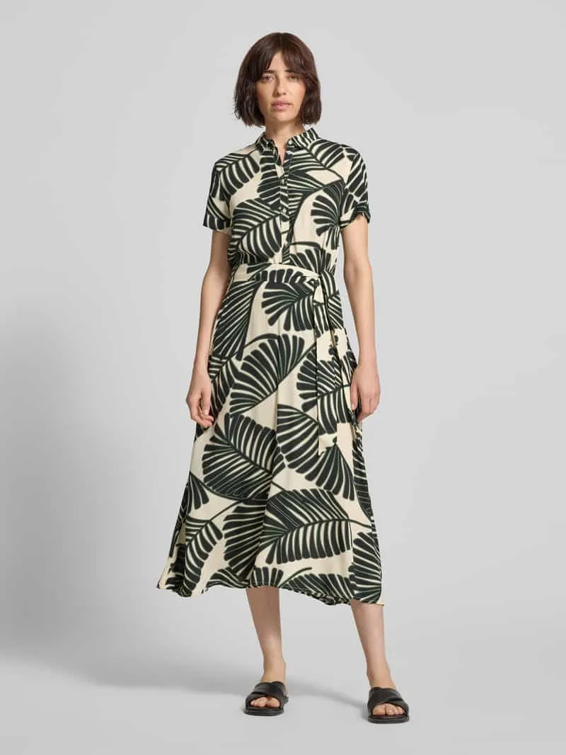 Christian Berg Woman Selection Overhemdjurk van viscose met strikceintuur Zand