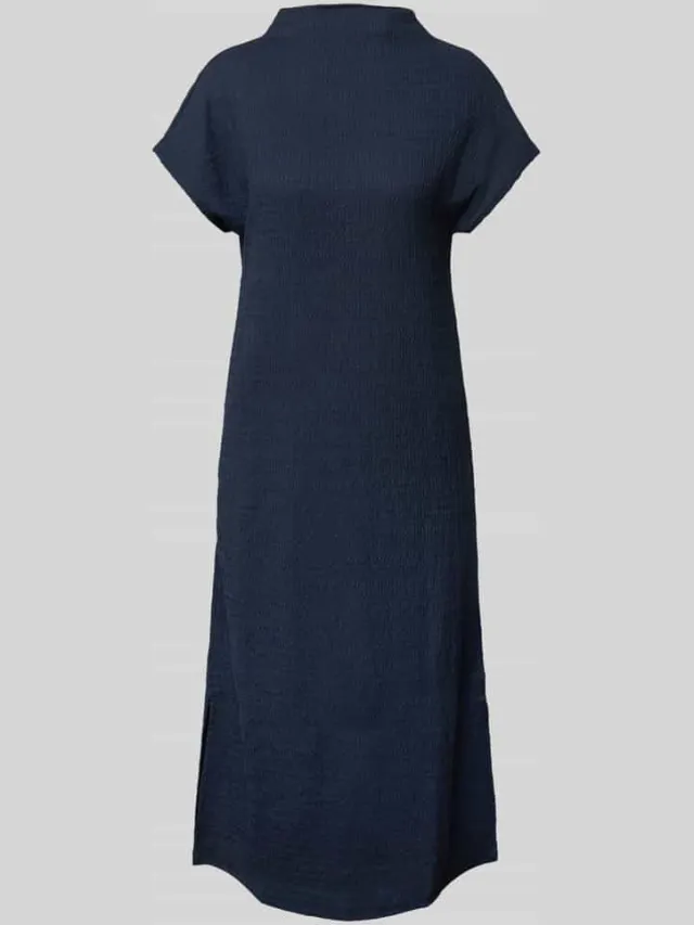 Tom Tailor Soepele midi-jurk met opstaande kraag Donkerblauw