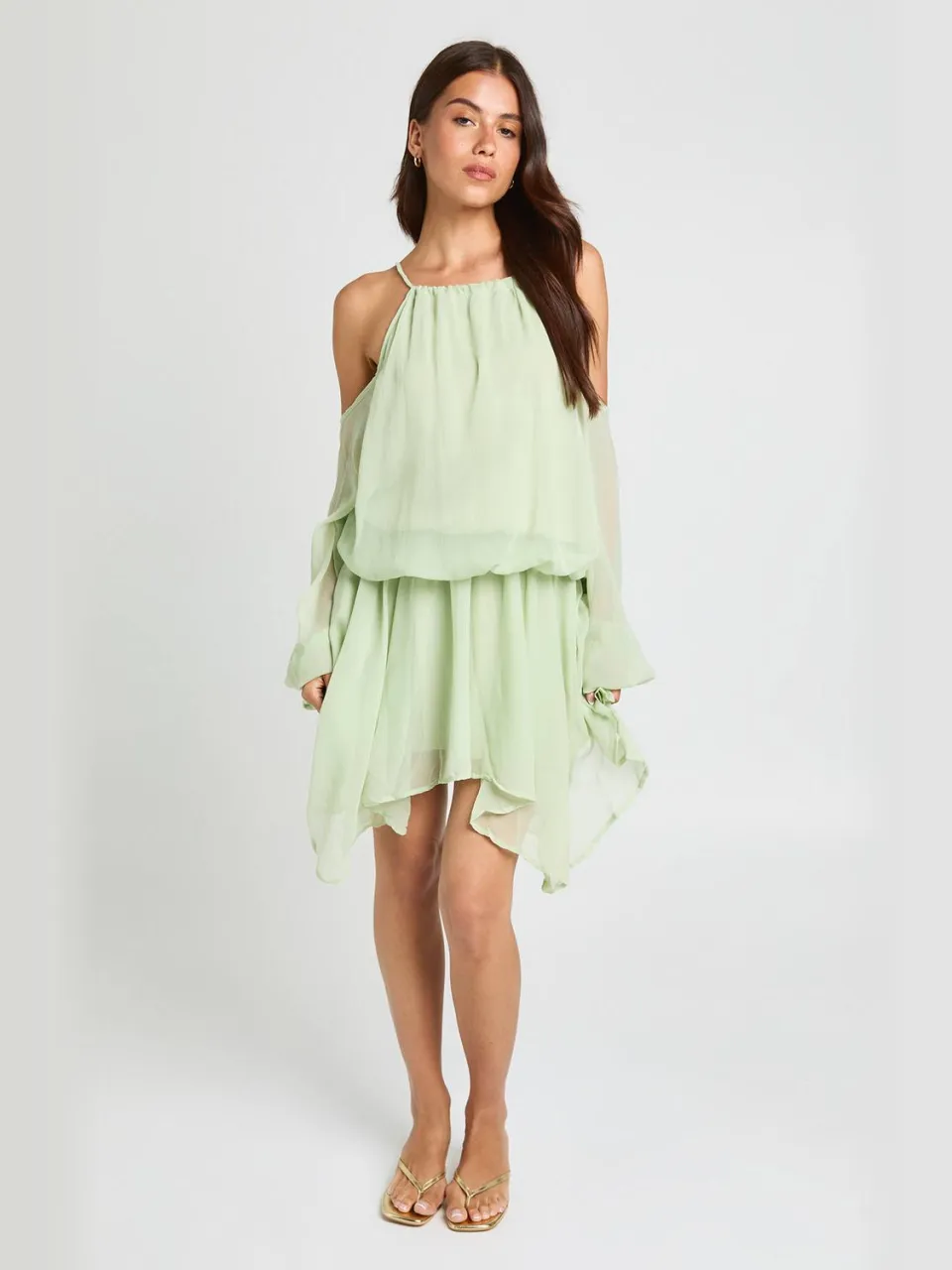 boohoo Dames Pastel Mini-jurk Met Volumineuze Mouwen verstandig, foto 3