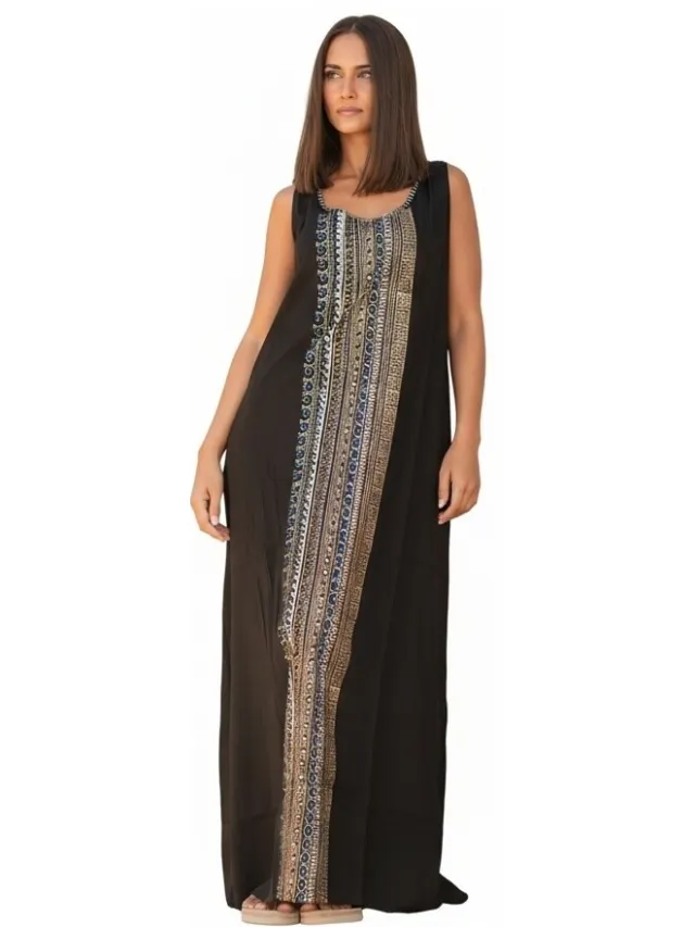 Isla Bonita By Sigris Lange Jurk Isla Bonita By Sigris Lange Midi-Jurk Zwart