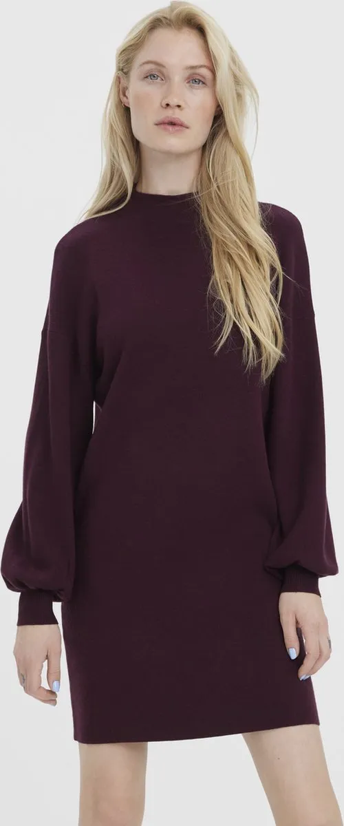 Vero Moda VMNANCY LS FUNNELNECK DRESS NOOS - Dames - Mini jurken Winetasting