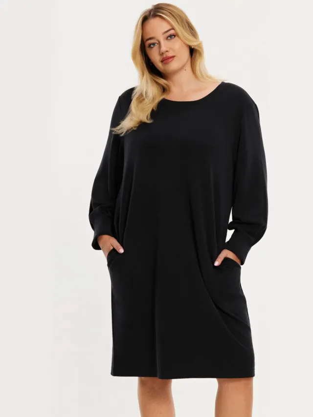 Yoek Lounge midi jurk zwart
