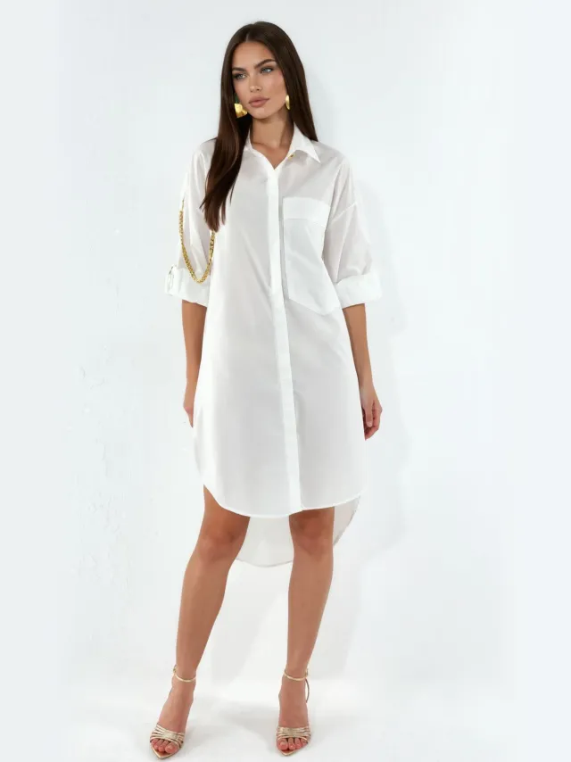 MSN Collection Oversized Mini Shirtjurk Wit