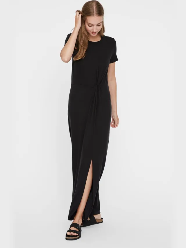Vero Moda VMAVA LULU SS ANCLE DRESS GA NOOS Dames Jurk Zwart