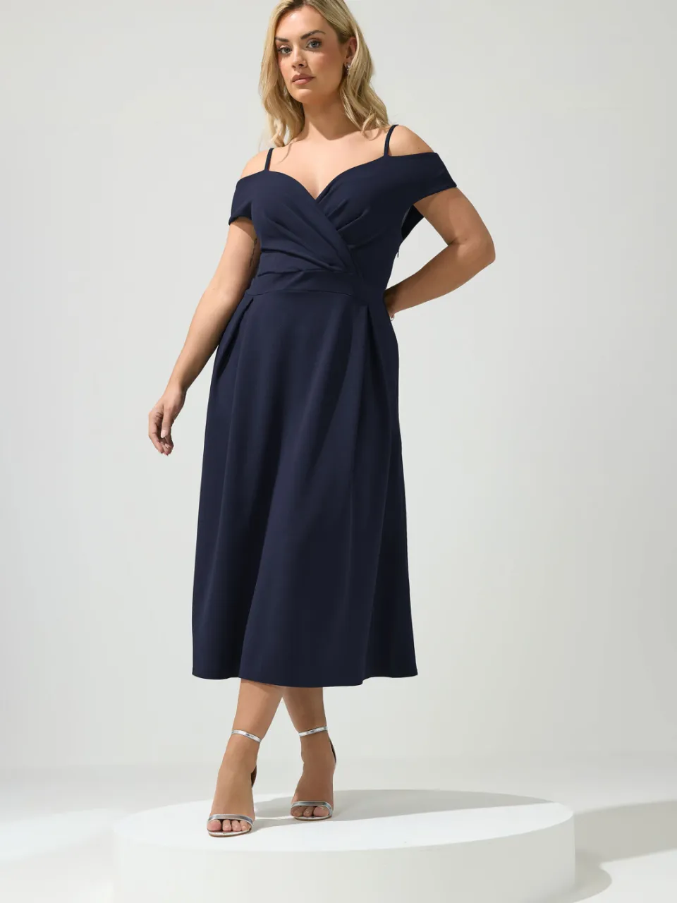Yours London Marineblauwe Bardot Skaterjurk Blue