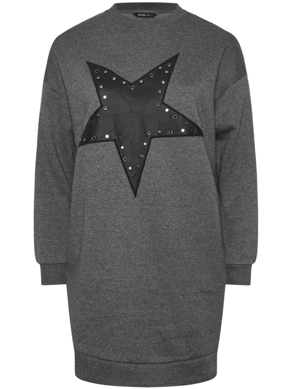 Yours Grijze Sweatshirtjurk Met Sterren En Oogjes-52 grijs, foto 3