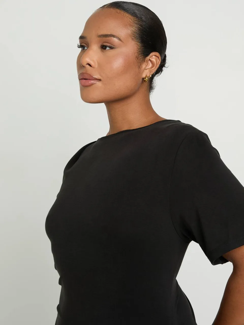 boohoo Dames Plus Super Zachte Geplooide Gedrapeerde Midaxi Jurk zwart, foto 2