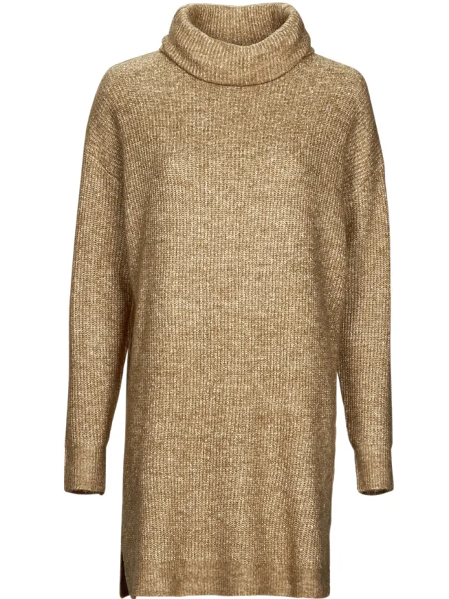 Vila Korte Jurk Vila VICILIA ROLLNECK L/S KNIT TUNIC/SU Beige